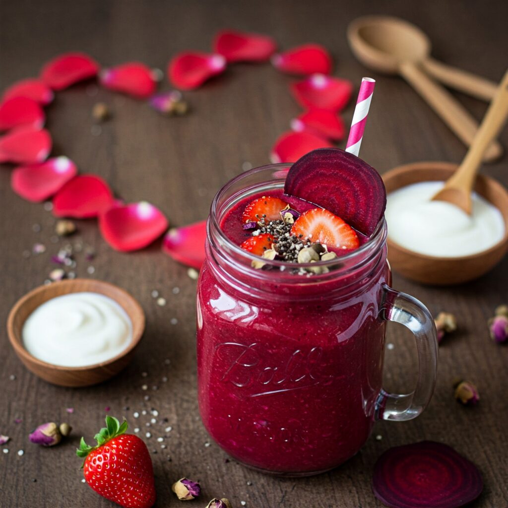 Romantický, zamatový smoothie s jahodami a repou, plný antioxidantov.