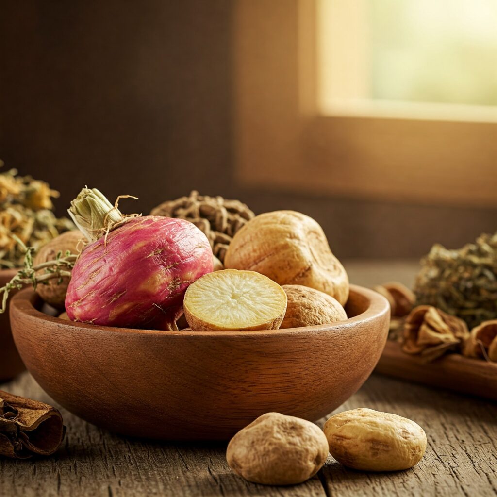 a bowl of nuts and spices